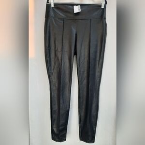 NINE WEST Women's Ponte Legging - Faux Black Leather Size Large NWT